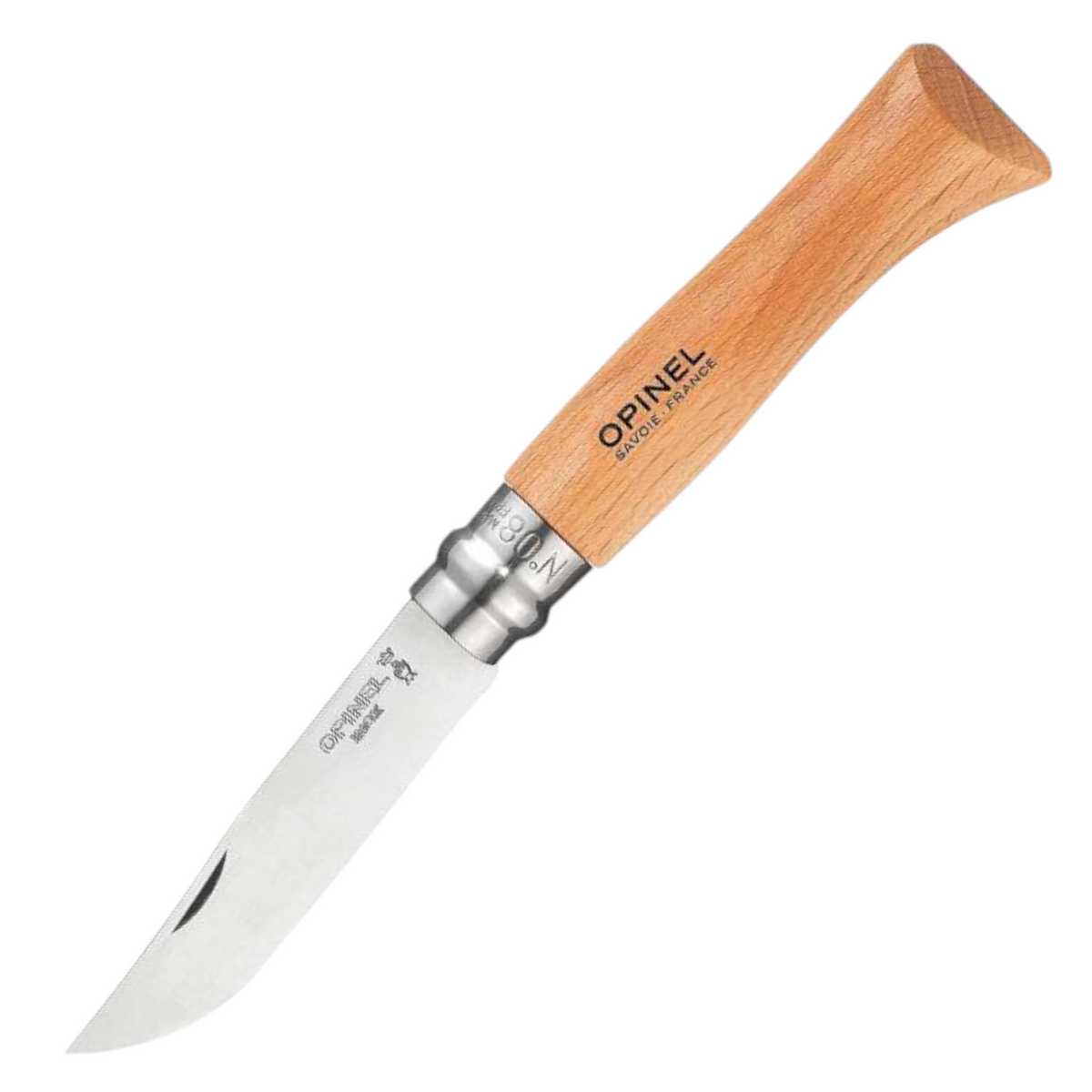 Opinel Inox Taschenmesser N°08 – Klassiker mit rostfreier Edelstahlklinge & Buchenholzgriff