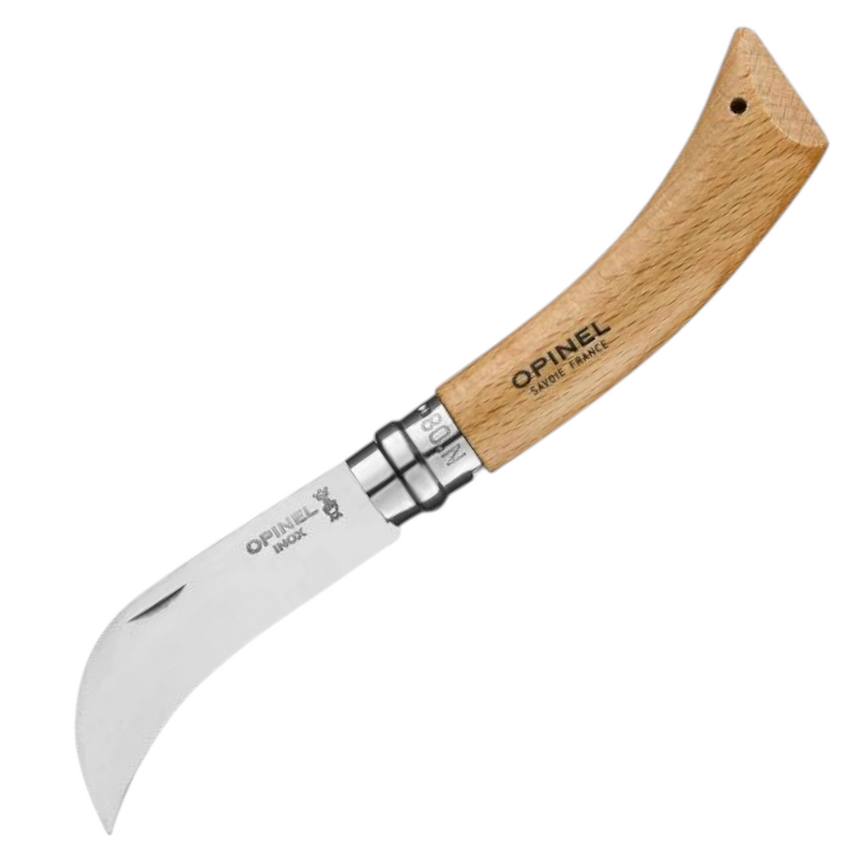 Opinel Gartenmesser N°08 – Hippe-Messer mit gebogener Edelstahlklinge zum Veredeln & Zurückschneiden