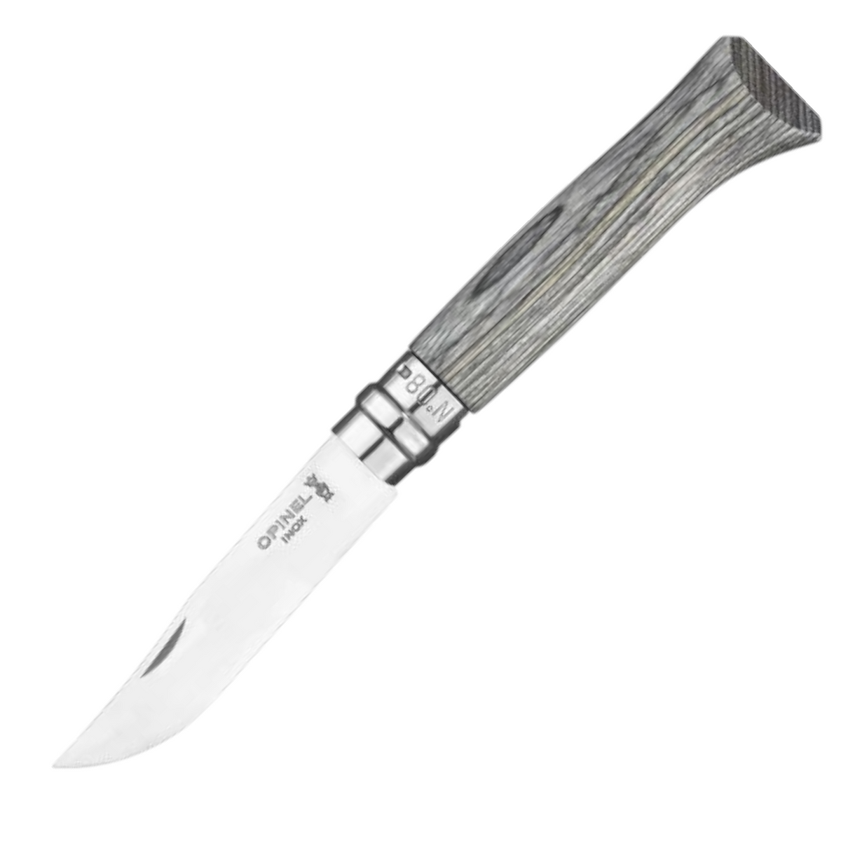 Opinel N°08 Laminierte Birke Grau – Luxus-Taschenmesser mit einzigartigem Birkenholzgriff & Geschenkbox