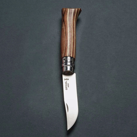 Opinel N°08 Laminierte Birke Braun – Edles Taschenmesser mit nachhaltigem Birkenholzgriff & Geschenkbox