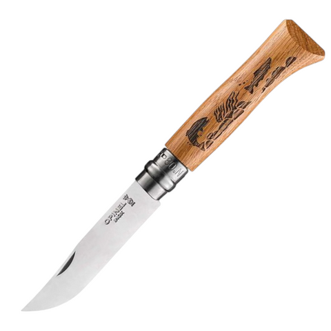 Opinel N°08 Animalia Fisch – Taschenmesser mit Gravur für Angler & Naturliebhaber