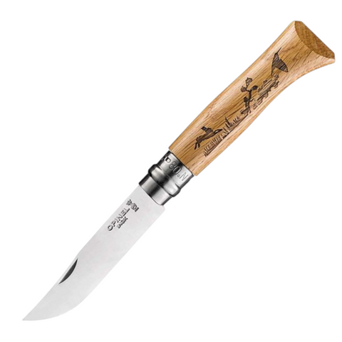 Opinel N°08 Animalia Hase – Taschenmesser mit Gravur auf Eichenholzgriff & 8,5 cm Edelstahlklinge