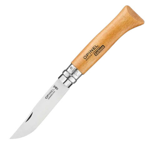 Opinel N°08 Carbon – Klassisches Taschenmesser mit Carbonstahlklinge & Buchenholzgriff