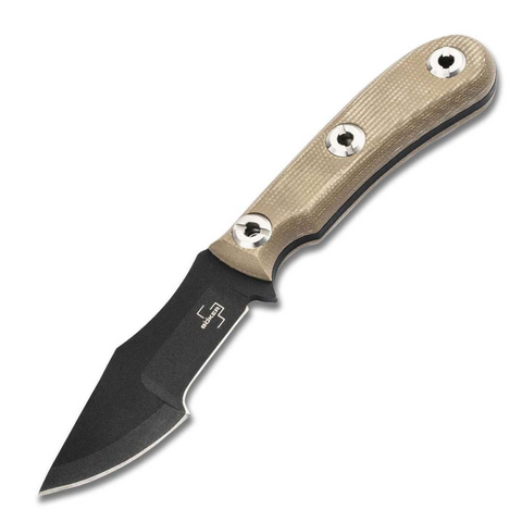 Böker Plus Micro Tracker 2.0 – Kompaktes Bushcraft- und Outdoor-Messer aus 1095 Stahl mit Micarta-Griff & Kydexscheide