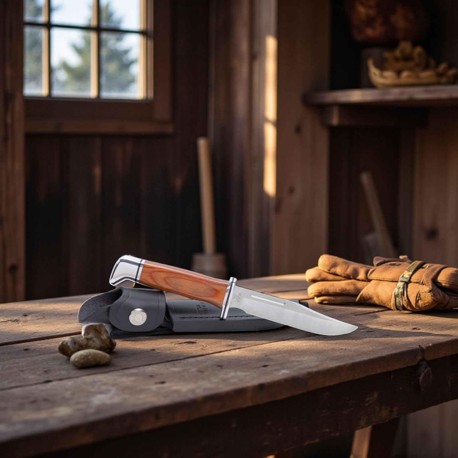 Buck Knives 117 Brahma – Jagd- und Outdoormesser mit 420HC Edelstahlklinge & Lederscheide
