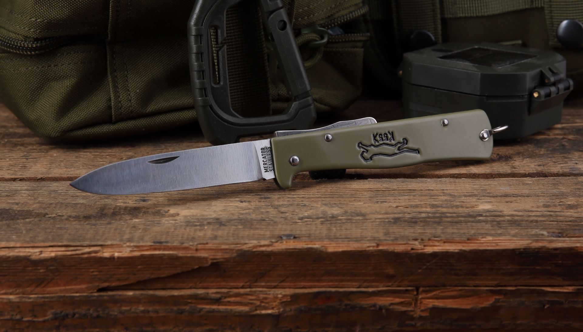 OTTER Mercator K55K Katze Schilfgrün – IWA Knife Award 2023, Black Cat, Solingen