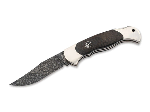 Böker Scout Damast Mooreiche – Limitiert, Dragonskin, Neusilber, Backlock, Solingen, 40th Anniversary Damast