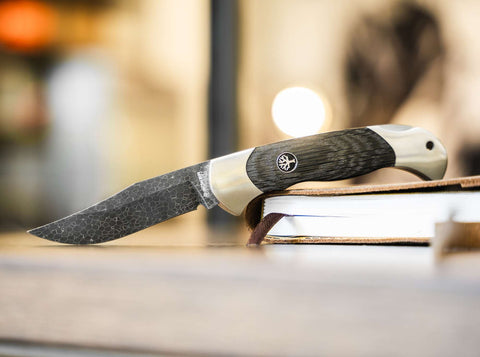 Böker Scout Damast Mooreiche – Limitiert, Dragonskin, Neusilber, Backlock, Solingen, 40th Anniversary Damast