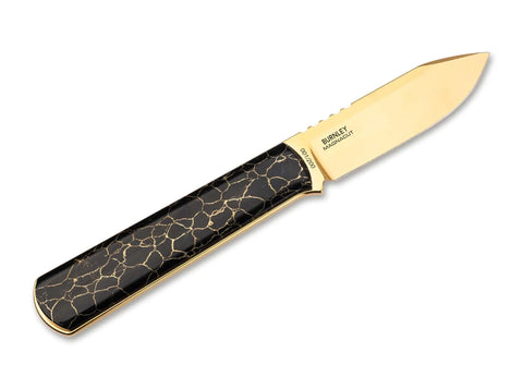 Böker BFF Packlite TruStone Gold Griffdetail mit goldfarbener Marmorierung des TruStone-Natursteins