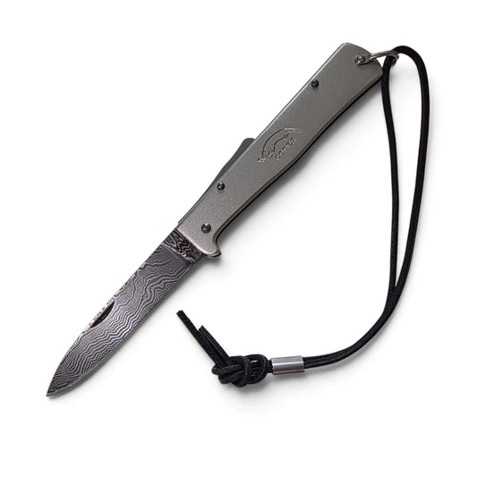 Otter Mercator Edelstahl Damast – Taschenmesser mit Backlock und handgeschmiedeter Damastklinge