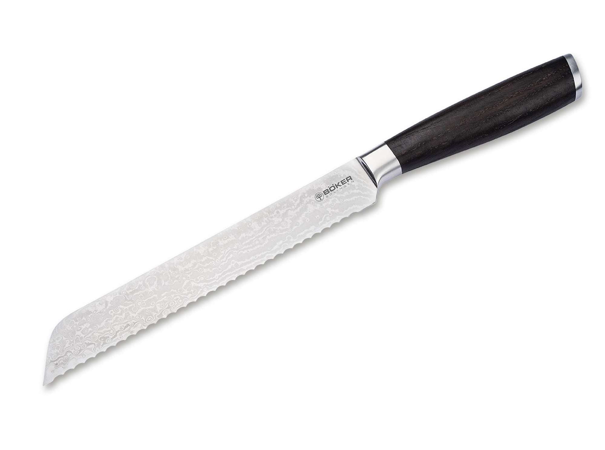 Böker Meisterklinge Damast Brotmesser – VG-10 Kern, Räuchereiche, lebenslange Garantie