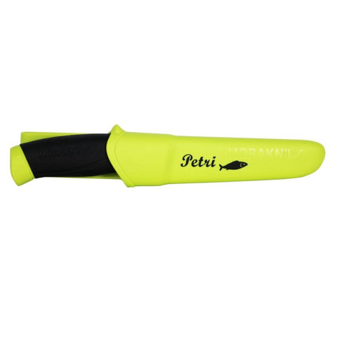 Morakniv Companion Petri Anglermesser – 12C27 Edelstahl mit rutschfestem Griff & Lime Green Scheide