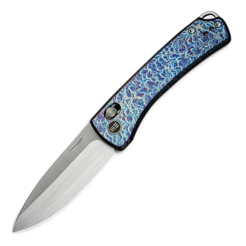 WE Knife Nightblade Flamed Titanium Blue – Taschenmesser mit CPM-20CV-Klinge
