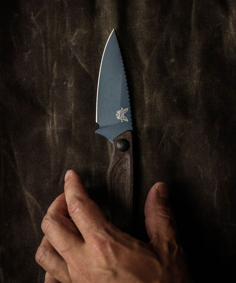 Benchmade 203BT-03 Dacian MagnaCut – Blue Blade Jagdmesser Micarta & Leder