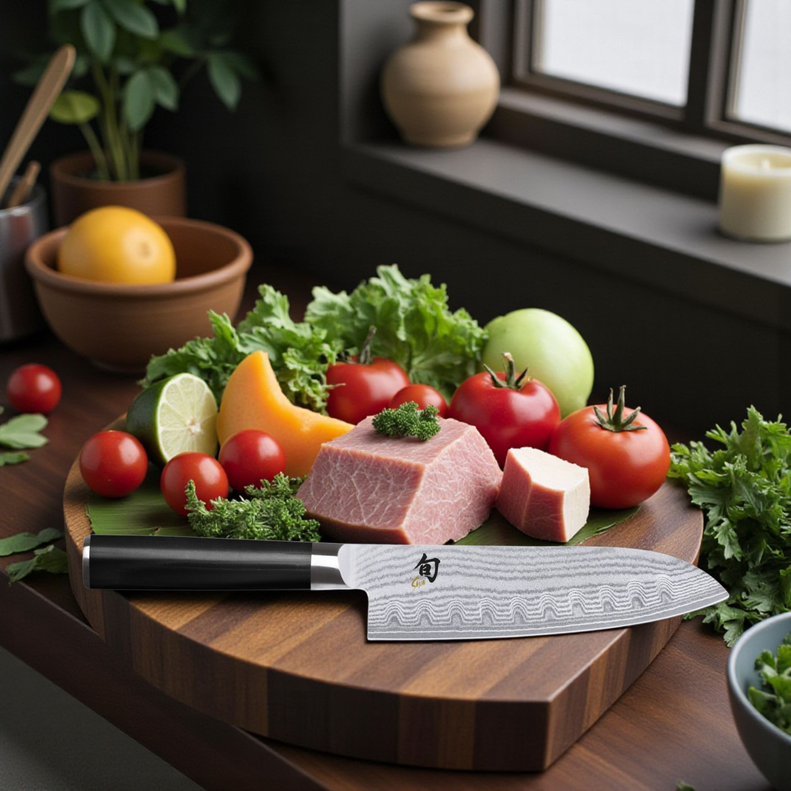 KAI Shun DM-0718 Santoku 18 cm – Damaszenerstahl, VG-MAX Kern, Kullenschliff