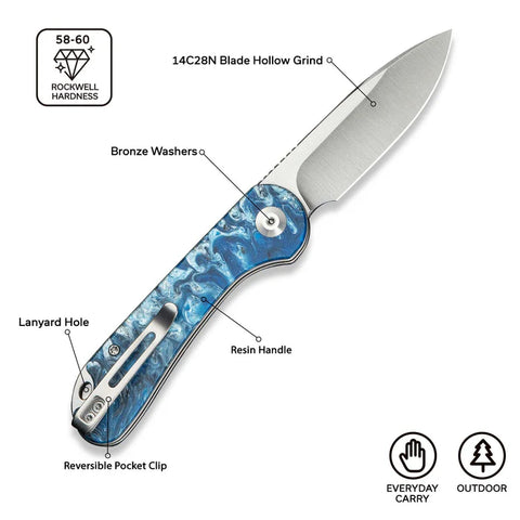 CIVIVI Elementum Slip Joint 14C28N – Blue Ocean Resin (C18062AJ-4)
