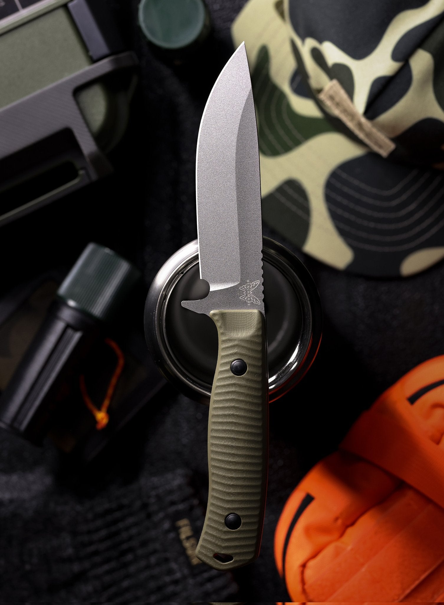 Benchmade 539GY Anonimus – CPM-CruWear Bushcraft Messer, OD Green G10 Griff