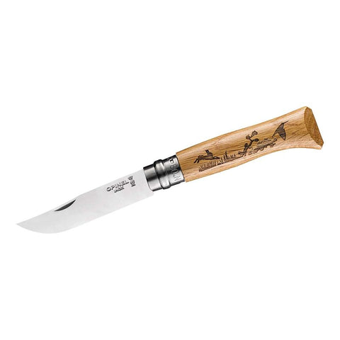 Opinel N°08 Animalia Hase – Taschenmesser mit Gravur auf Eichenholzgriff & 8,5 cm Edelstahlklinge