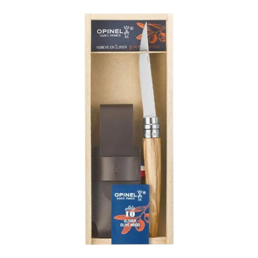 Opinel Effilé 10 Olivenholz Slim Messer Geschenkset mit Etui & Box Opinel
