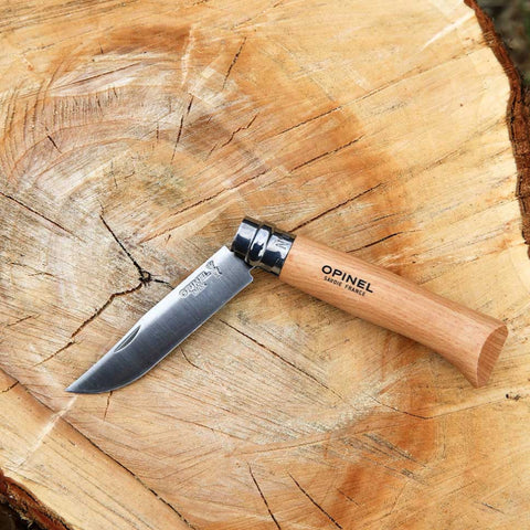 Opinel Inox Taschenmesser N°08 – Klassiker mit rostfreier Edelstahlklinge & Buchenholzgriff