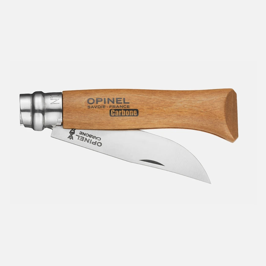 Opinel N°08 Carbon – Klassisches Taschenmesser mit Carbonstahlklinge & Buchenholzgriff