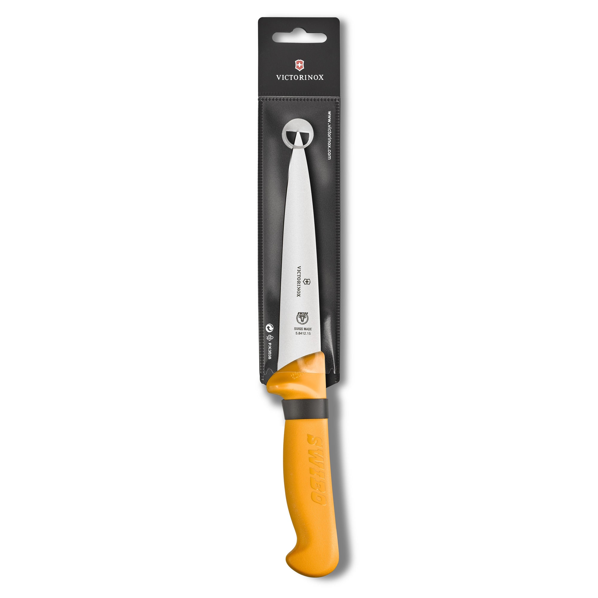 Victorinox Swibo Ausbein- und Stechmesser – 15 cm, gerade Klinge, orange, mit SB-Hülle 5.8412.15