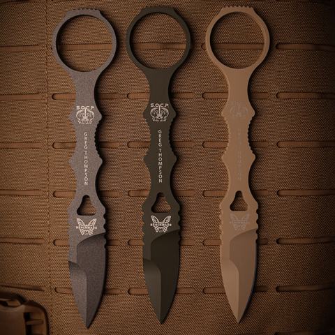 Benchmade Mini SOCP Dagger Sand – Feststehender Dolch 440C | Spear-Point | Cerakote | Kydex