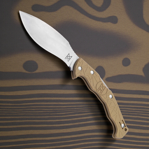 Midgards Messer EDC Kukri Ocker – Zweihand-Taschenmesser mit Backlock & 9 cm Klinge