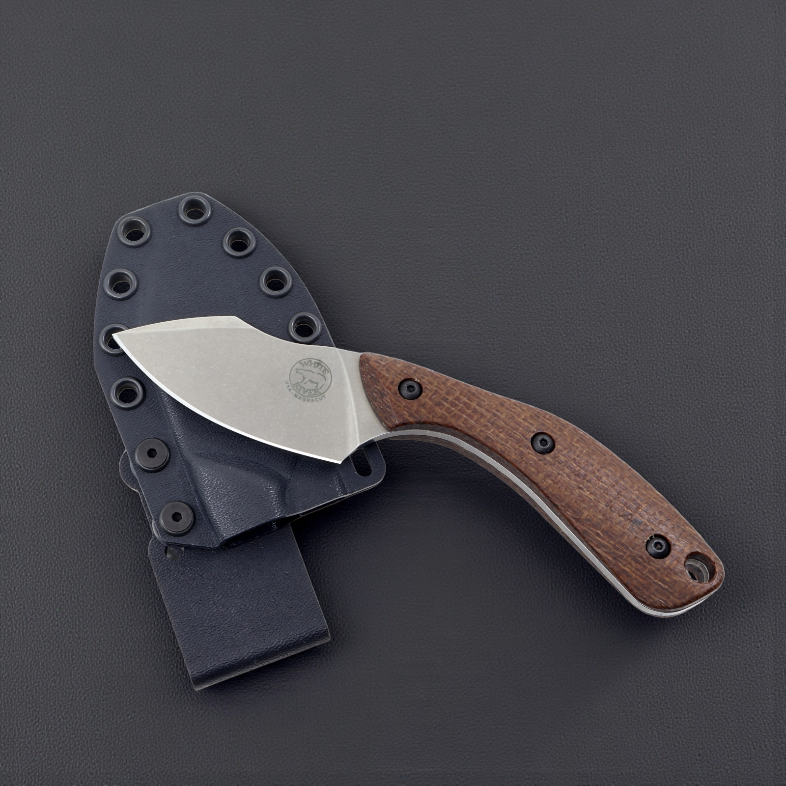 White River Apex Natural Burlap Micarta – MagnaCut EDC Messer Made in USA