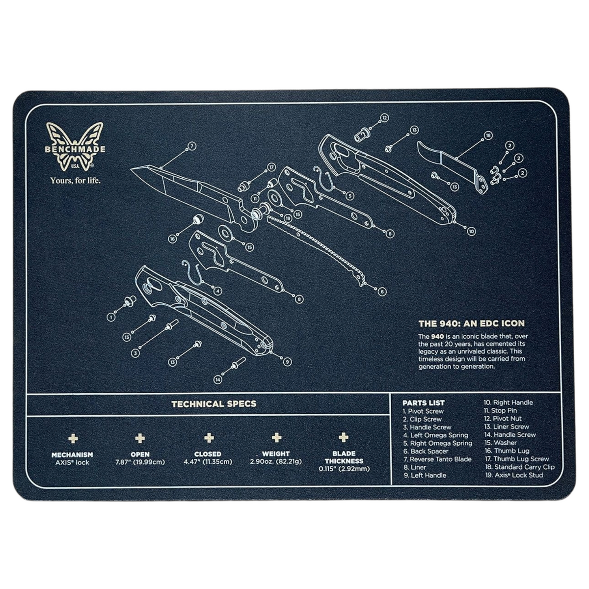Benchmade 50084 – 940 Präsentationsmatte | Original Display- & Arbeitsmatte