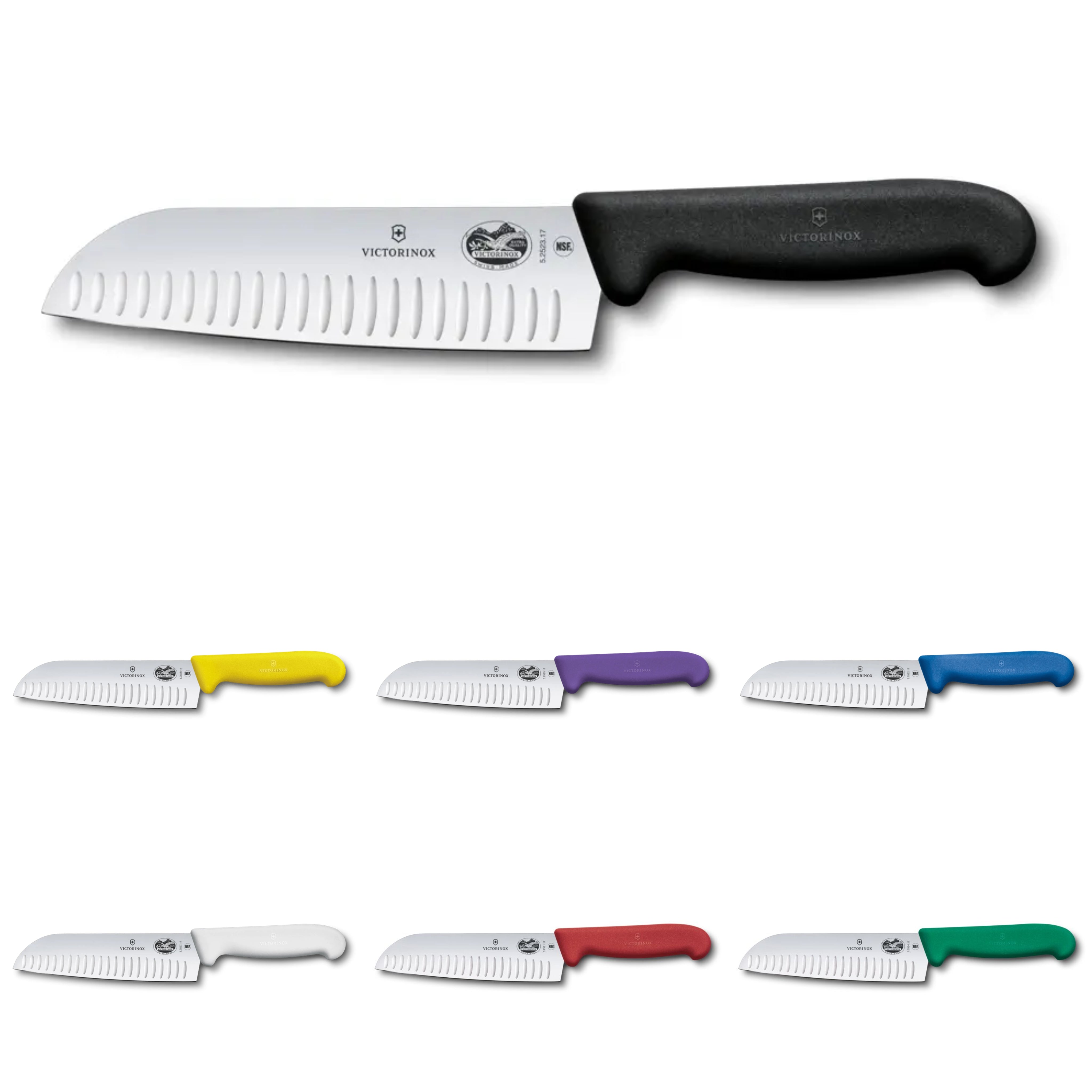 Victorinox Fibrox Santokumesser 17 cm – Profi-Küchenmesser mit Kullenschliff