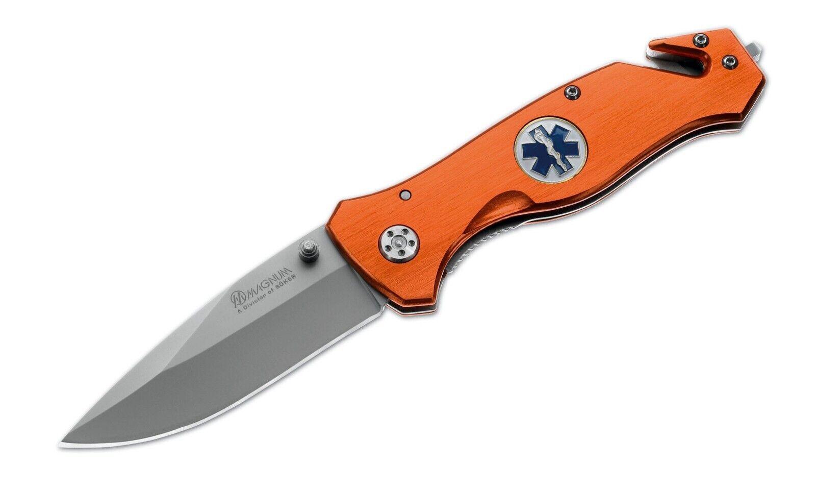 Böker Magnum Rettungsmesser Glasbrecher Gurtschneider Hosenclip rostfrei  scharf
