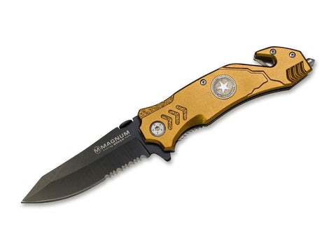Böker Magnum Rettungsmesser Glasbrecher Gurtschneider Hosenclip rostfrei  scharf