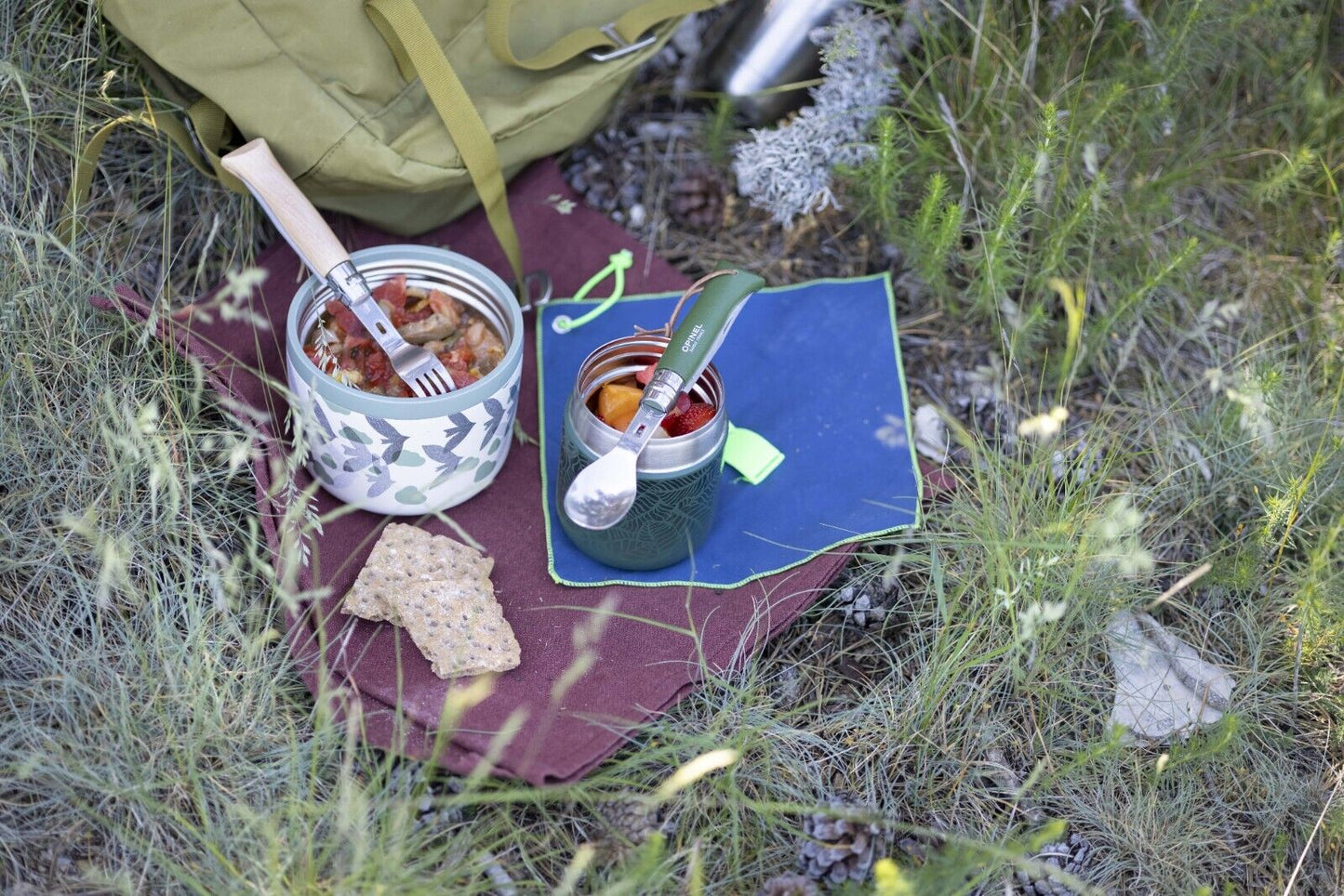 Opinel PICNIC 3, 4 oder 5-tlg. Set Gabel Löffel Messer Camping Besteck Picknick