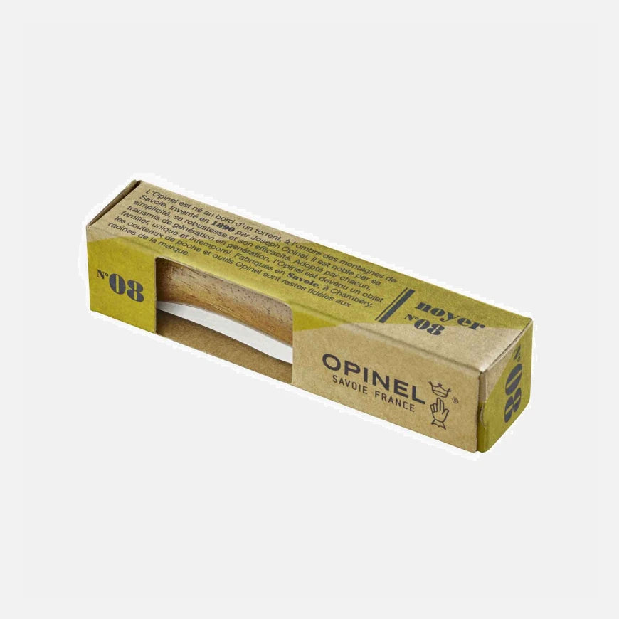 Opinel N°08 Nussholz – Klassisches Taschenmesser mit Edelstahlklinge & Griff aus edlem Nussbaumholz
