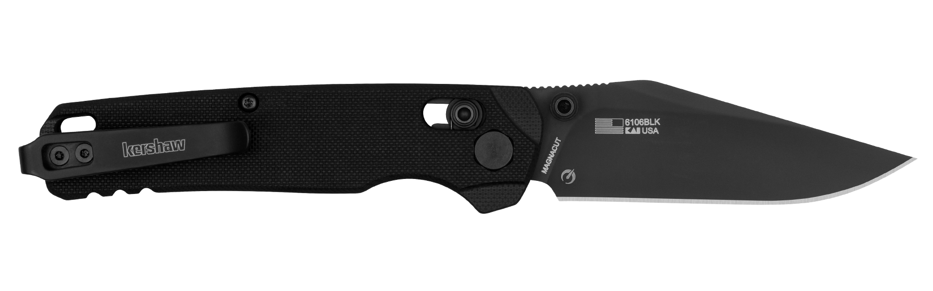 Kershaw Bel Air Clippoint MagnaCut All Black – Premium EDC Taschenmesser mit G10 & DuraLock | Made in USA Kershaw