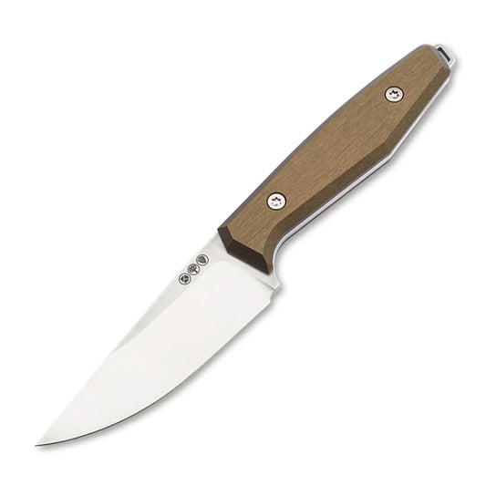 Böker Daily Knives AK1 Droppoint MagnaCut Gold – EDC Fixed Blade, Aluminium Griff, Made in Solingen Böker Manufaktur Solingen