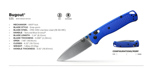 Benchmade 535 Bugout Blue – Ultraleichtes EDC-Messer mit AXIS® Lock