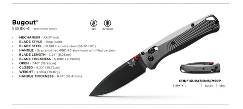 Benchmade 535BK-4 Bugout – Aluminium Edition mit M390 Stahl & Cerakote Finish