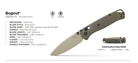 Benchmade 535TN-11 Bugout – Deep Olive Grivory Edition
