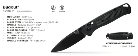Benchmade 535BK-2 Bugout – All Black Edition mit CPM-S30V Stahl