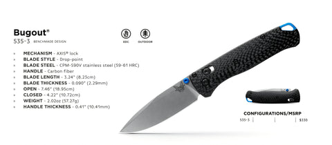 Benchmade 535-3 Bugout – Carbon Fiber Edition mit CPM-S90V Stahl