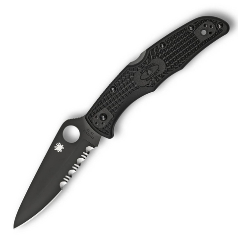 Spyderco C10PSBBK Endura 4 – FRN Black, Teilwellenschliff, VG-10