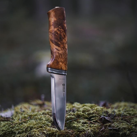 Helle Alden  12C27  Maserbirke Scandi Jagdmesser Lederscheide