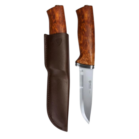 Helle Alden  12C27  Maserbirke Scandi Jagdmesser Lederscheide