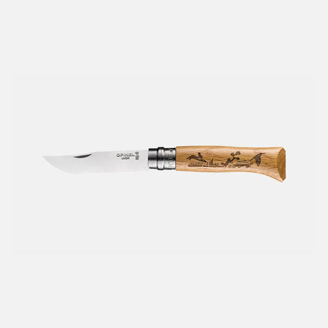 Opinel N°08 Animalia Hase – Taschenmesser mit Gravur auf Eichenholzgriff & 8,5 cm Edelstahlklinge