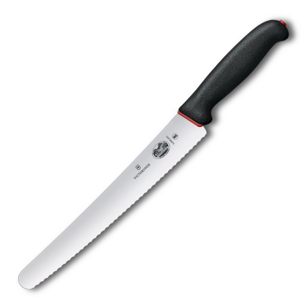 Victorinox Dual Grip Brot- & Konditormesser 26 cm – Wellenschliff mit rutschfestem Griff schwarz/rot Victorinox
