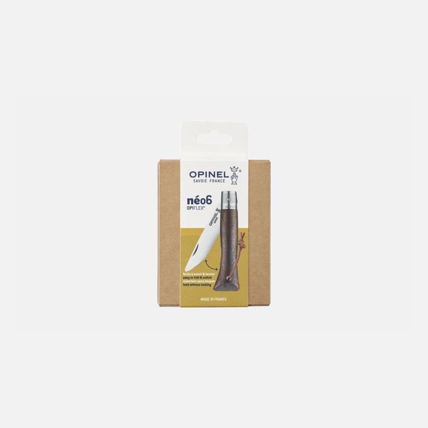 Opinel néo6 Opiflex Taschenmesser Nussbaum 7 cm – Sicheres EDC, Made in France