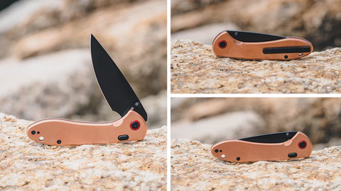 CJRB Feldspar Vintage Copper – Top-Liner-Lock EDC mit S90V Klinge & Kupferschalen