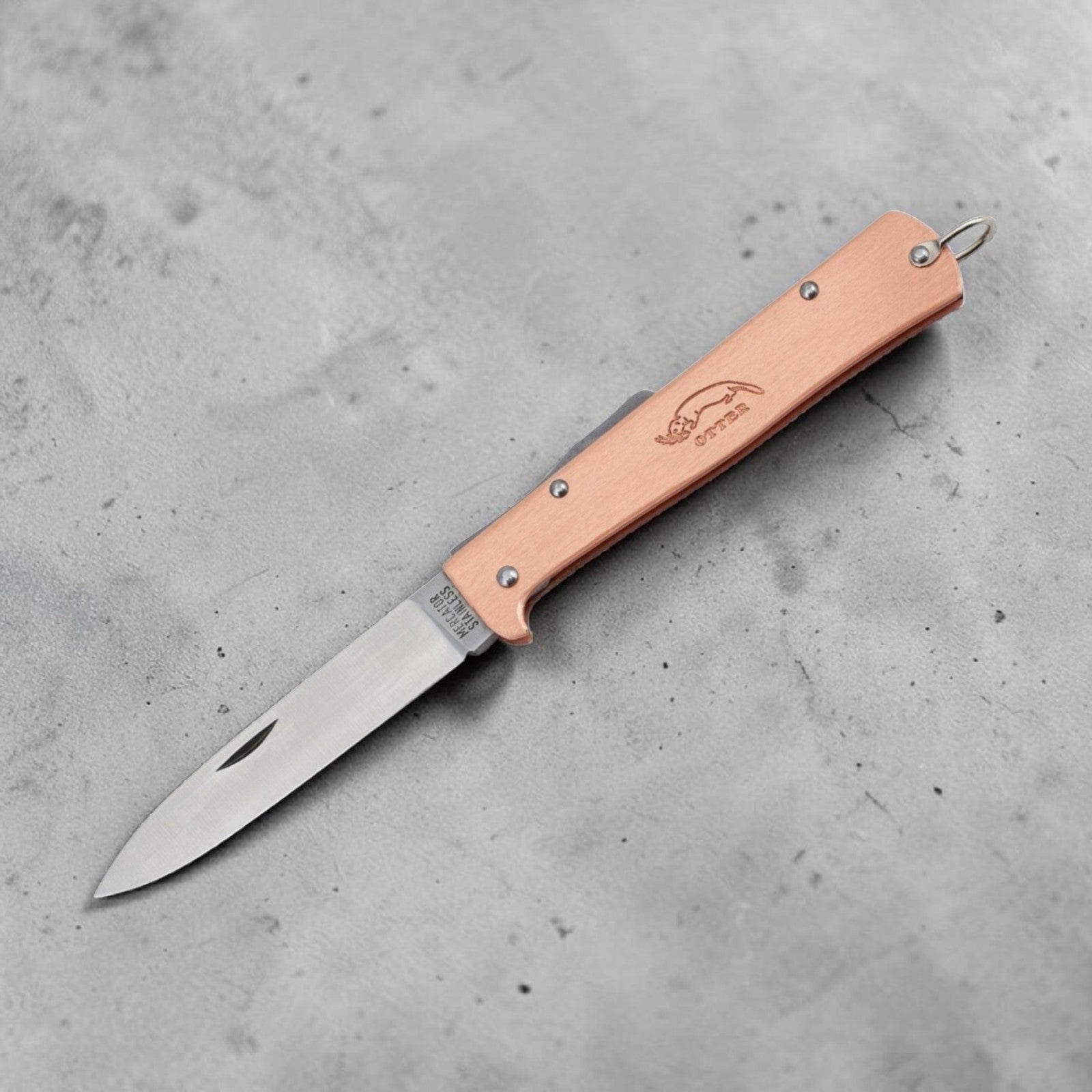 OTTER Mercator Kupfer – Klappmesser mit Kupfergriff, Backlock, §42a konform, Solingen